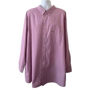 LACOSTE Mens Size 5XL Lila Button Down Long Sleeve Shirt